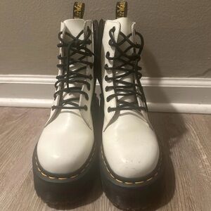 Dr. Martens White Combat Boots with Black Laces